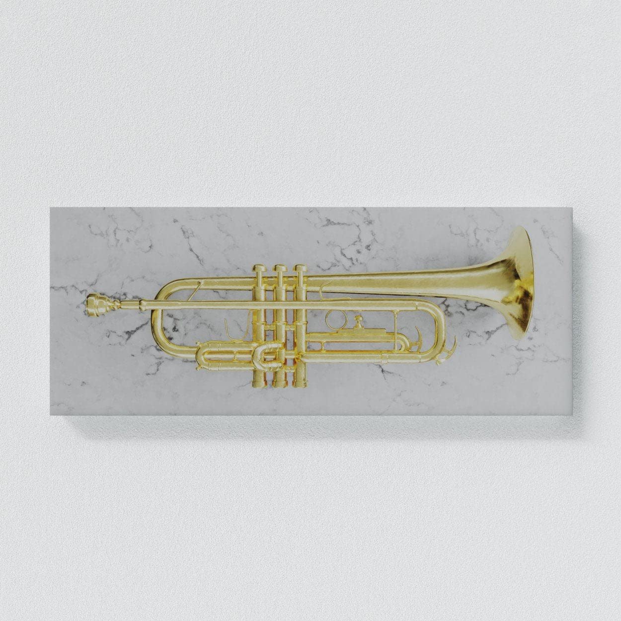 Sense Canvas Stampa artistica su tela a forma di tromba, strumento musicale, jazz, decorazione per la casa, poster grande 40 x 16 / 1,9 cm