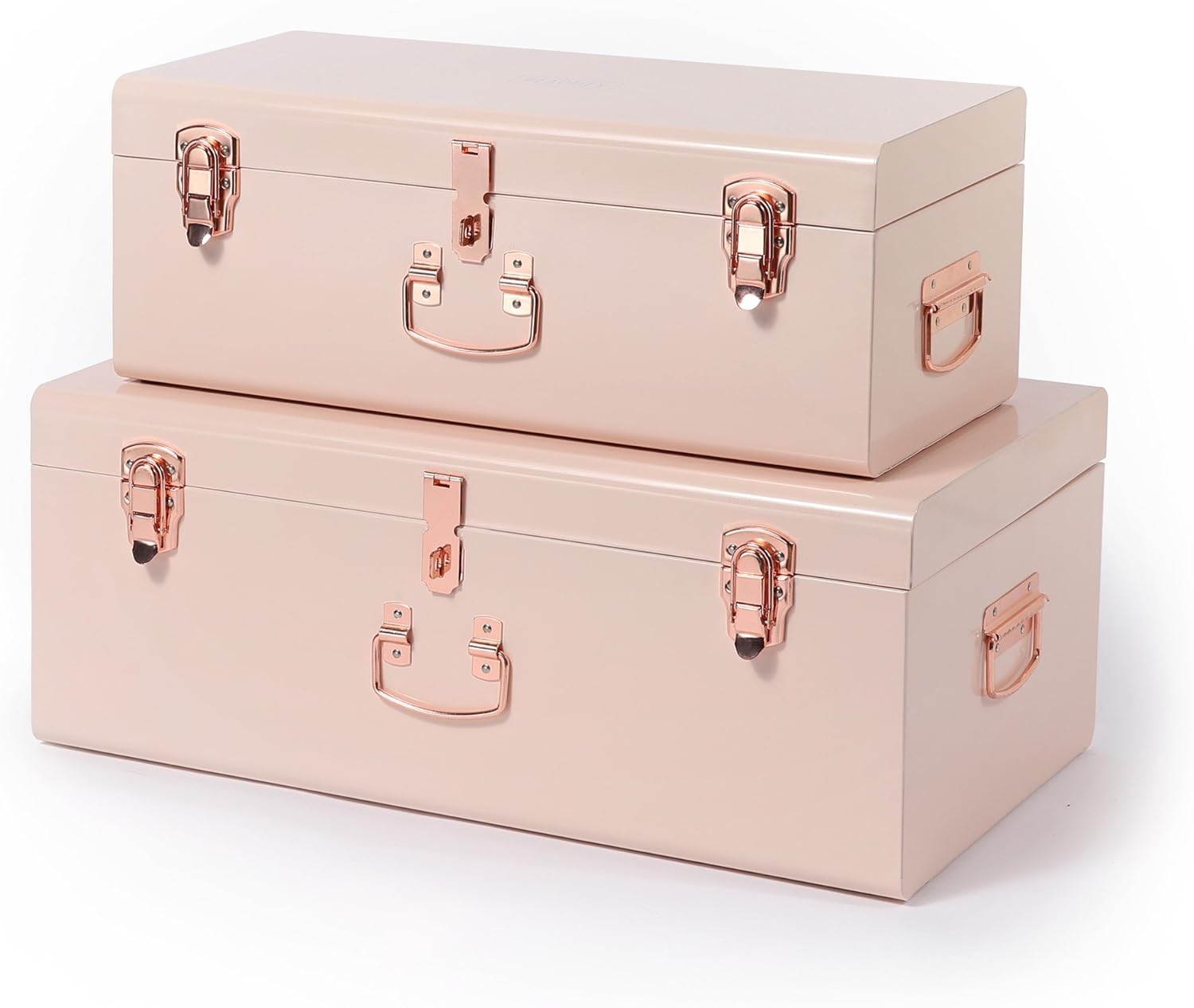 Beautify Footlocker Trunks College Dorm Chests Blush Pink Vintage Style Steel Metal