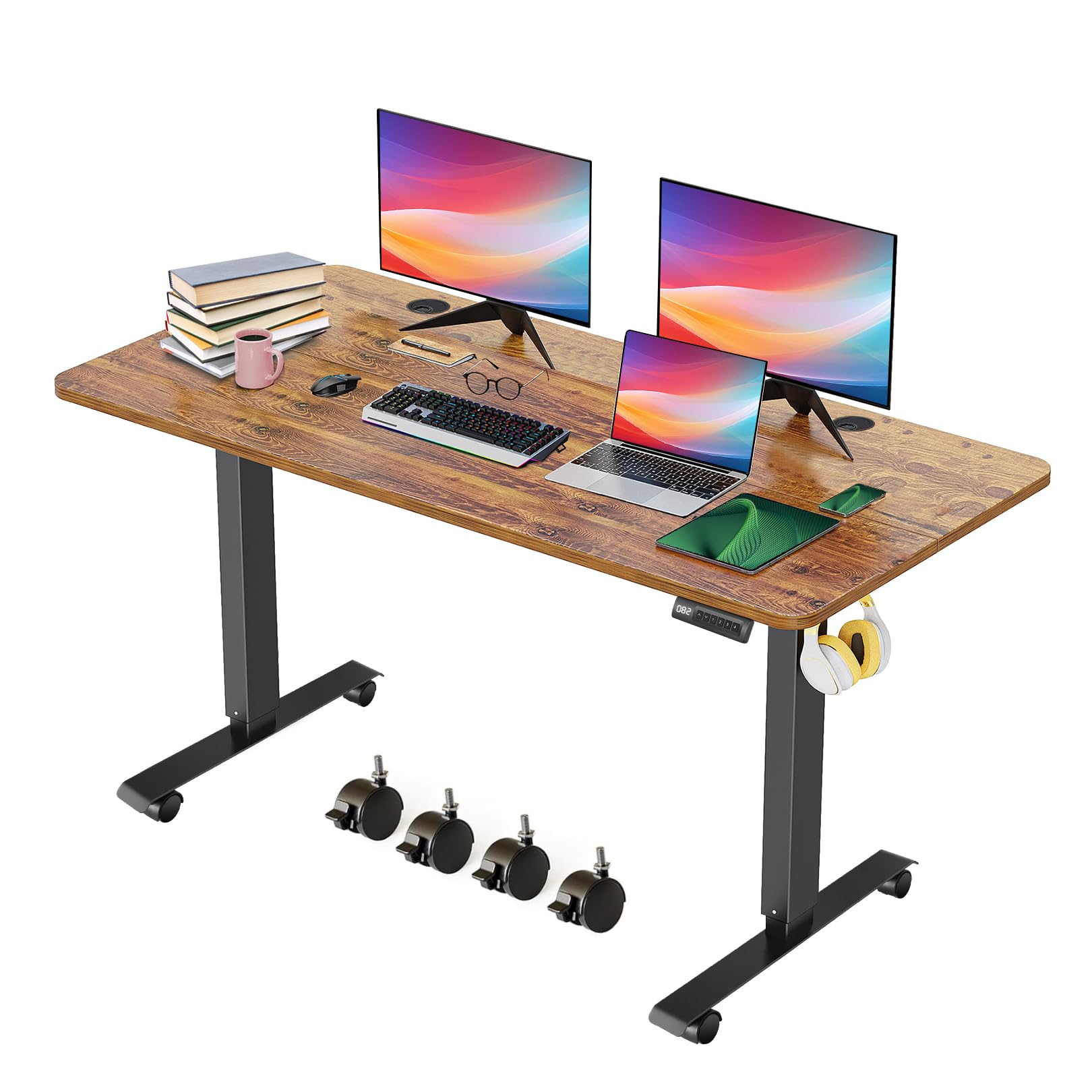 Legooin Electric Standing Desk, 48'' X 24'' Adjustable Height Desk, Ergonomic Home Office Computer Workstations, 27''-46'' Lifting Range Stand Up Desk