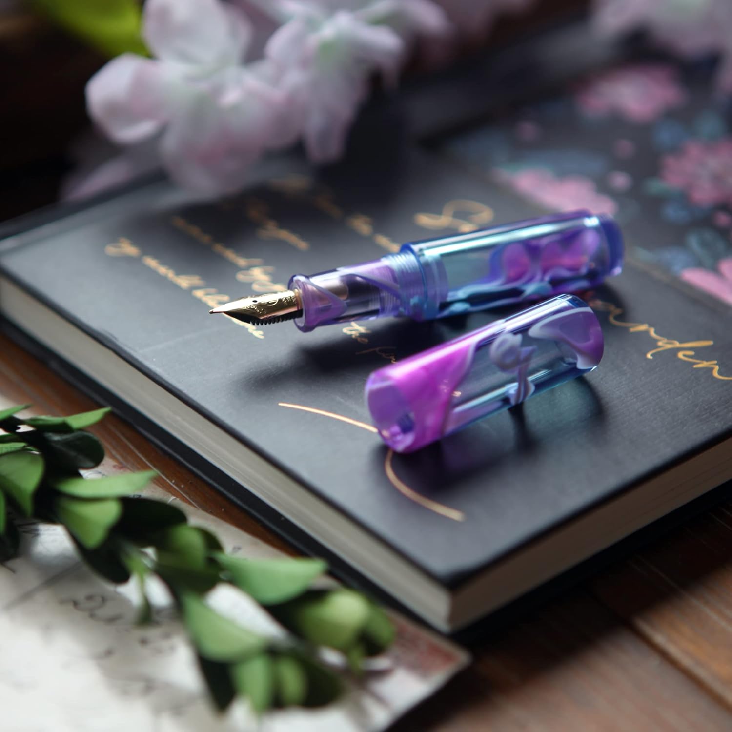 SeventyTwo Mini Transparent Pocket-Size Eyedropper Fountain Pen Fine Nib 0.5mm (Purple)