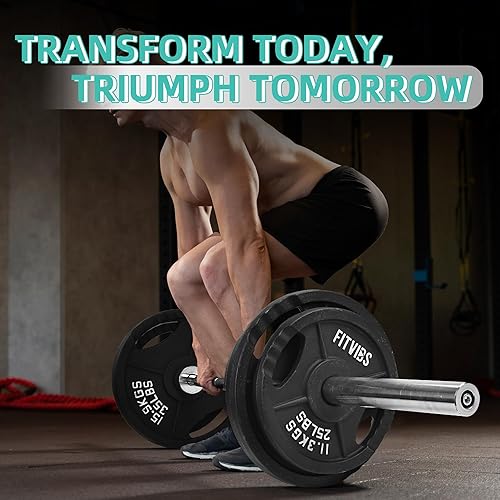 Miniatura 7 de Fitvids Olympic Cast Iron 2-Inch Weight Plates Including 5FT Olympic Barbell Bar with Safely Locks, 100 Pounds Set (85 Lbs Plates + 15 Lbs Barbell