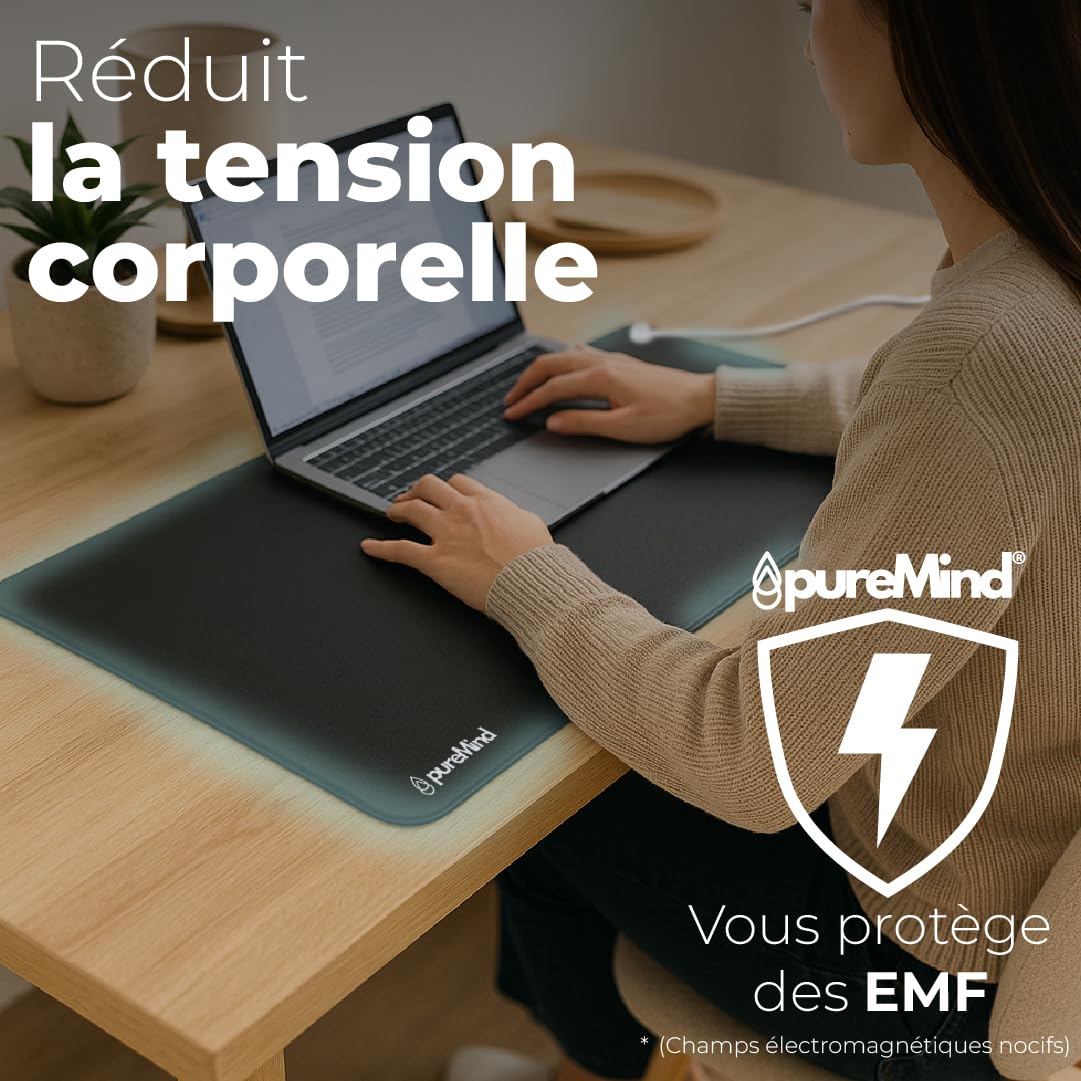 Tapis de Mise à la Terre 60x40 cm – Grounding Mat pour Connexion Énergétique Naturelle – Tapis Earthing pour Sol ou Bureau – Accessoire Anti-Stress, Sommeil et Bien-Être | PureMind
