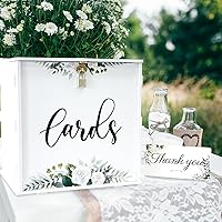 Vista 3 de OurWarm Caja de tarjetas de boda blanca con cerradura, caja de tarjeta de regalo de PVC para recepción de boda, caja de tarjetas de regalo