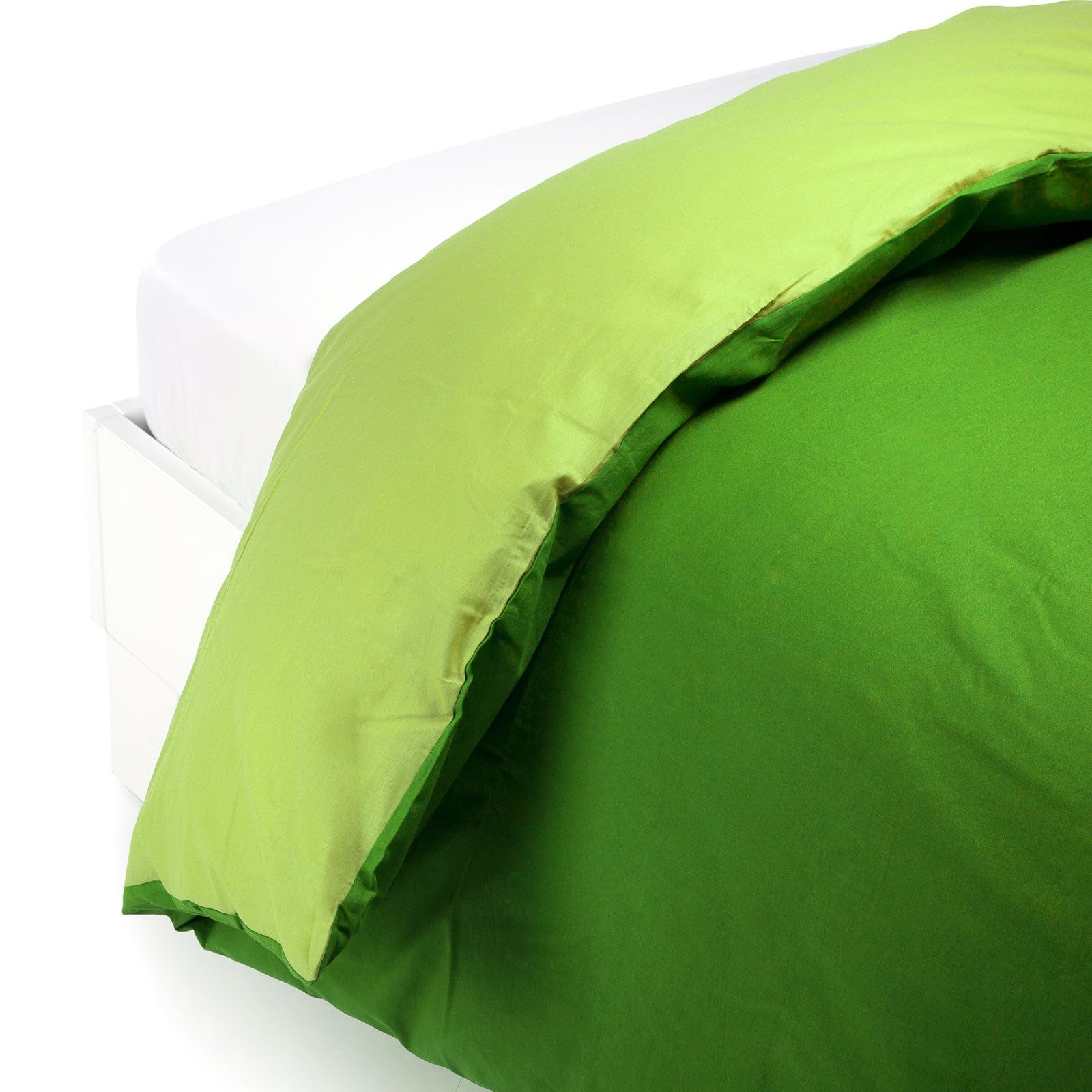 Caleffi 9003, Plain Cotton Duvet Cover, Cotton, Green, Single