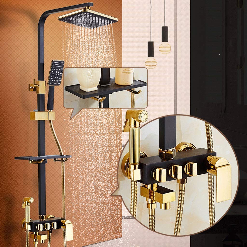 Colonne de douche en cuivre noir haut de gamme pour hôtel et maison moderne