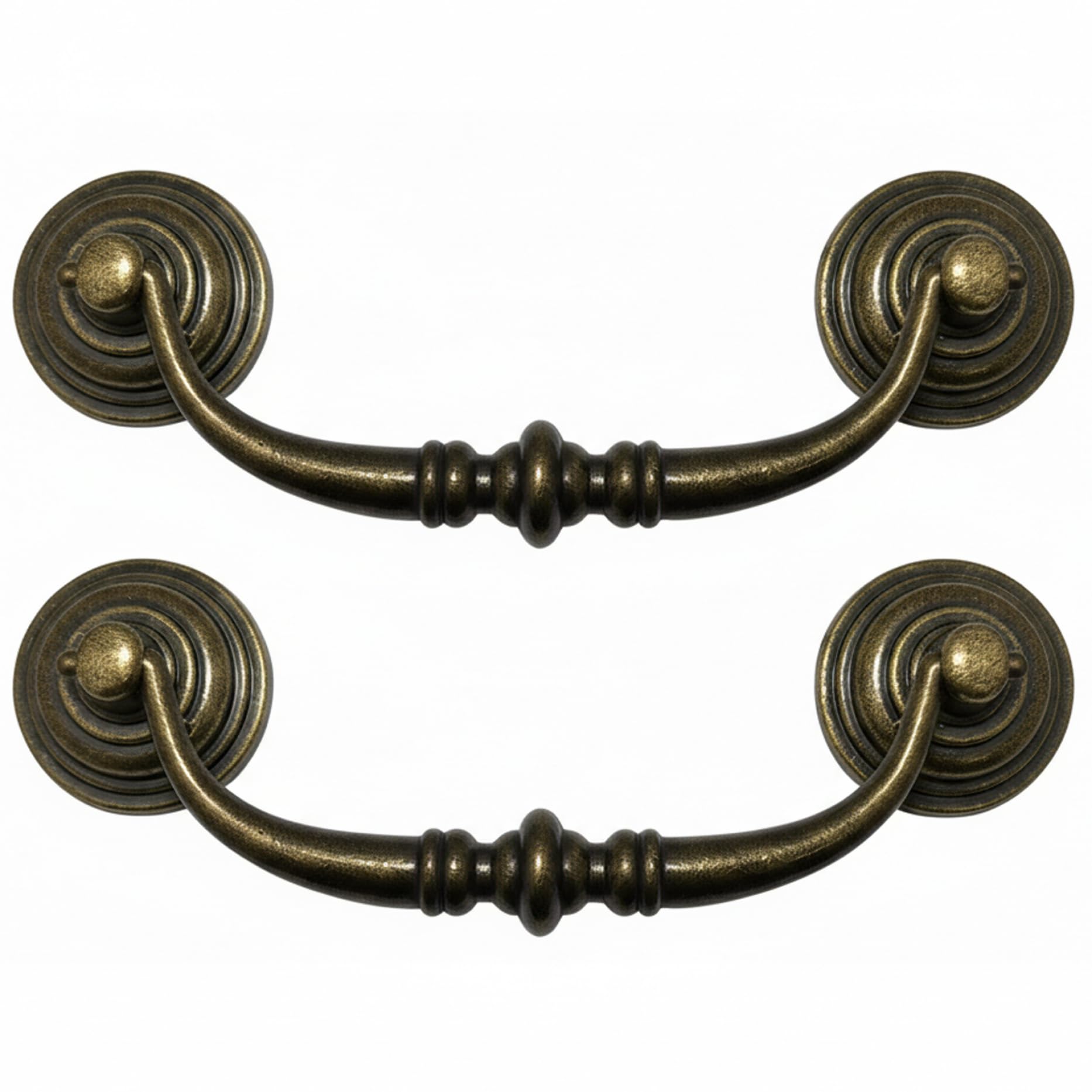 Bonalake Bronze 2Pcs Antique Drawer Pulls, 4 Inch Cabinet Handle With Adjustable Hole Centers Vintage Zinc Alloy Pulls For Cabinet Door And Dresser Drawer, Pull Handle