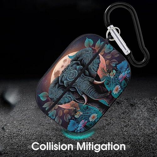 Miniatura 6 de Boho-Elephant - Funda para Airpods Pro (21 generación) con llavero, funda protectora completa a prueba de golpes, funda rígida de policarbonato