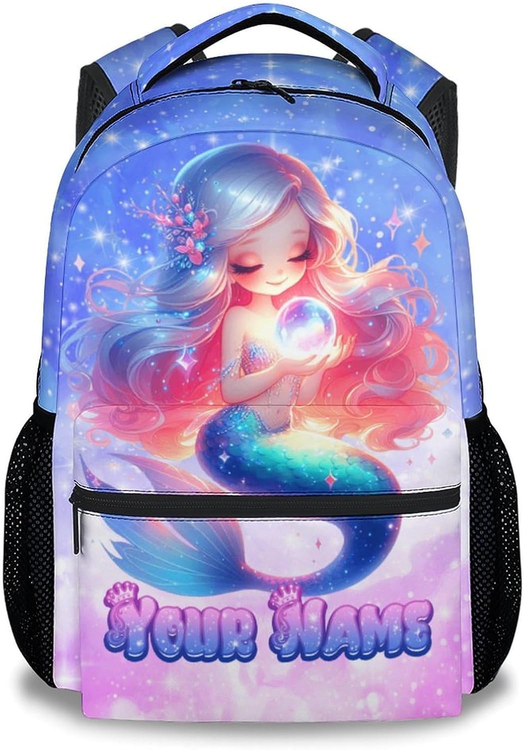 Girls Backpack - Personalized Mermaid Backpacks with Name for Kids - Custom Bookbag Gifts for Daughter - Toddler School Bag for Kindergarten/Preschool/Elementary(17 Inch)