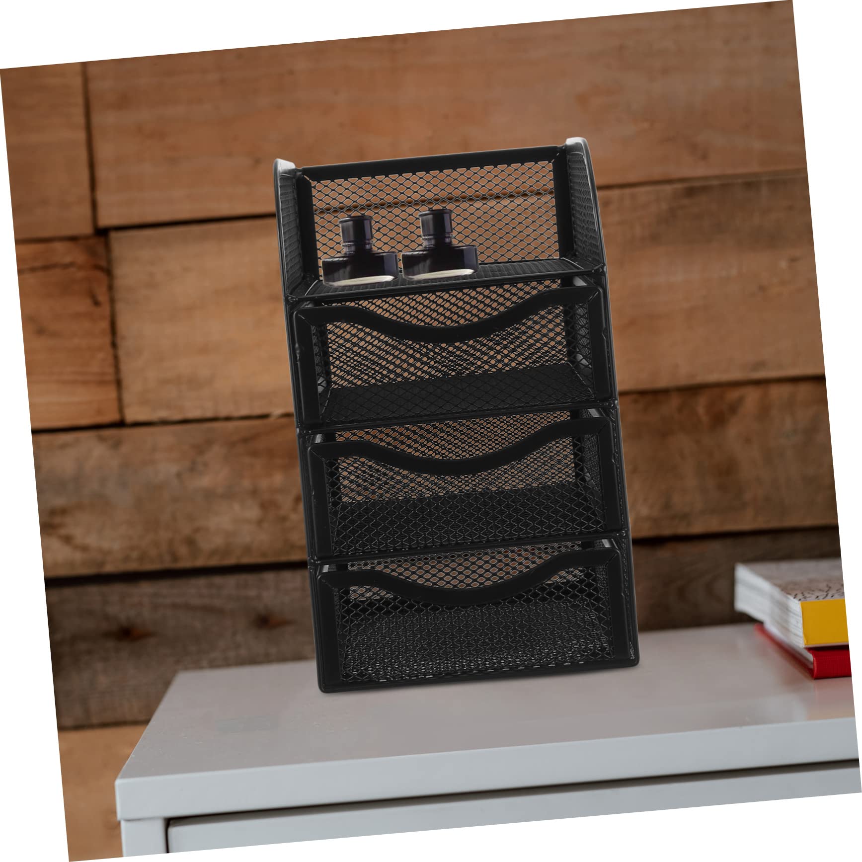 VILLCASE Caja Estante de Almacenamiento organizadores de Escritorio envases de Maquillaje Estuche de papelería Multicapa contenedor de Almacenamiento de Oficina Malla cajonera