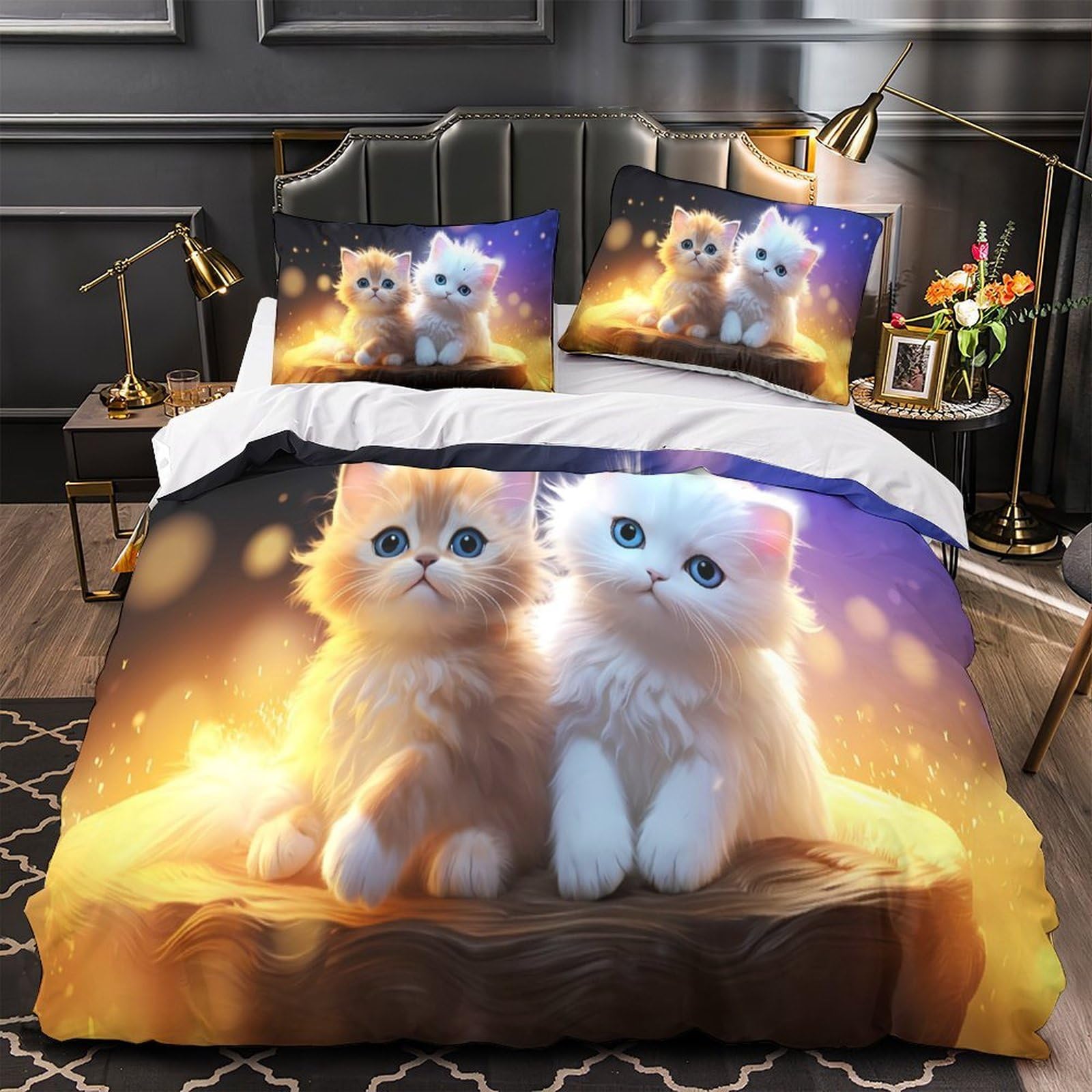 Housse de couette éléphant hypoallergique parure lit 3D anti-plis fermeture éclair