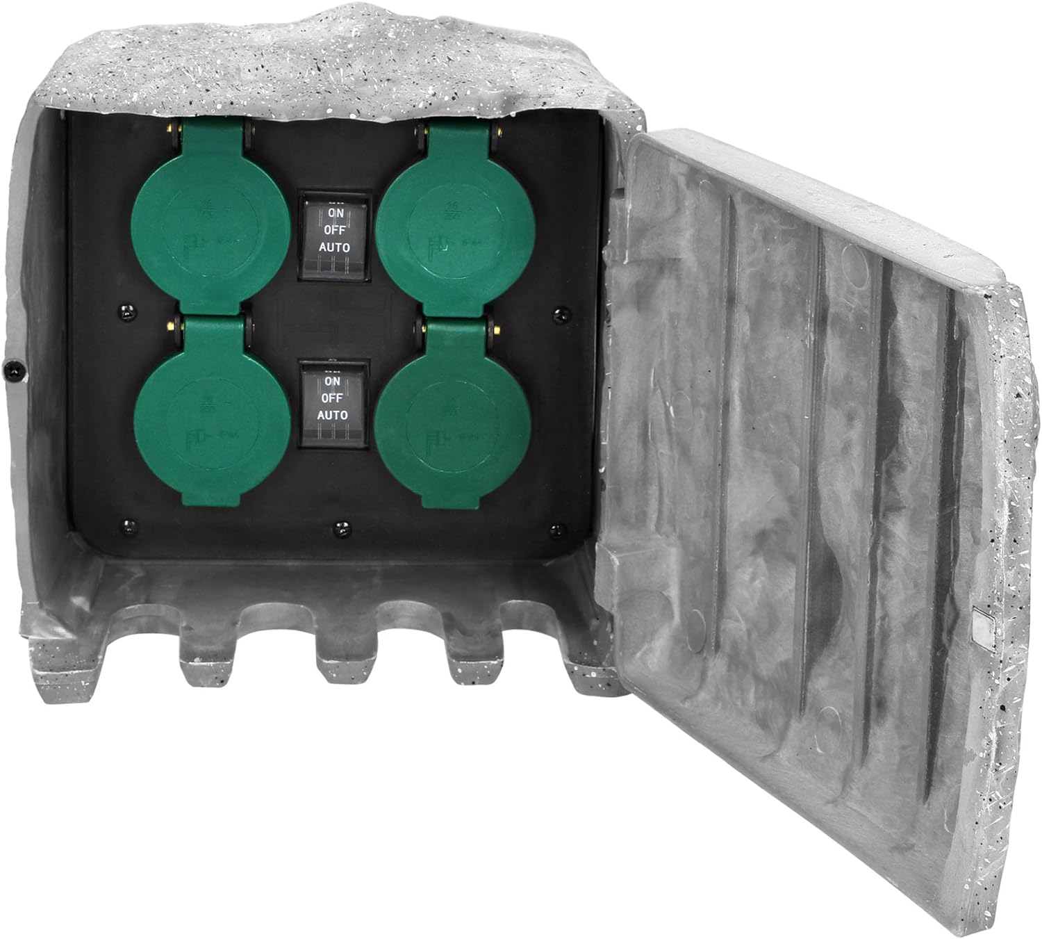 Außensteckdose Wasserdicht Gartensteckdosen Aussen Wasserdicht H07RN-F Gummikabel 3x1,5mm² 3m Steckdosen Steinoptik Aussen Betriebsarten: automatisch (max.1100 W) / manuell (max.3680 W)