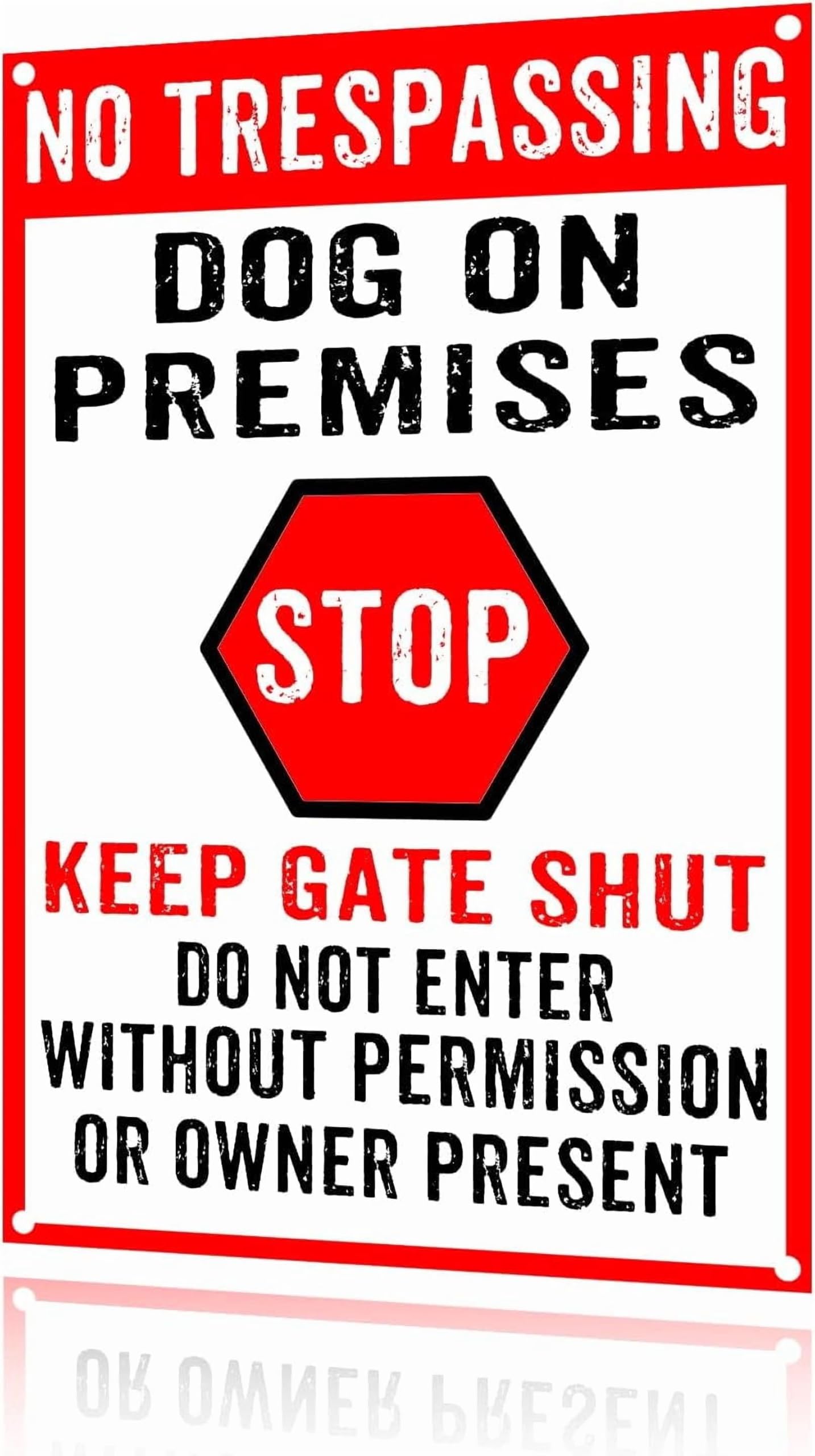 (2-Pack) Metal Tin Sign Sign No Trespassing Dog On Premises Stop Keep Gate Shut For Gate Yard Farm 8x12 Inch