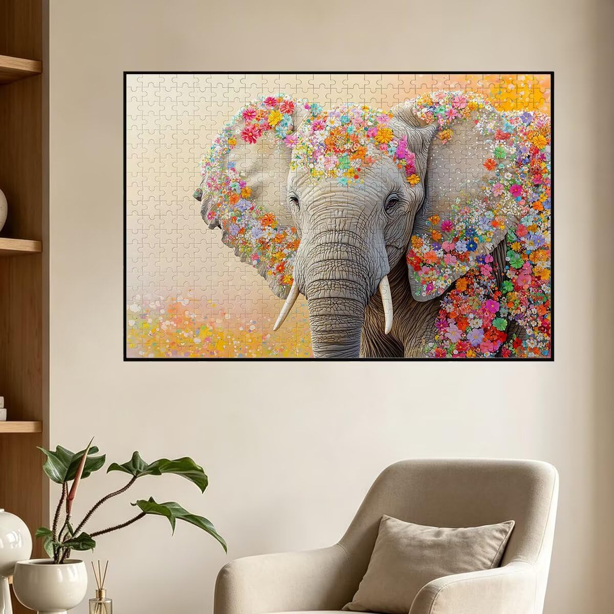 Puzzle 1500 sztuk, Puzzle kwiat, drewniane puzzle 87x57cm -1490