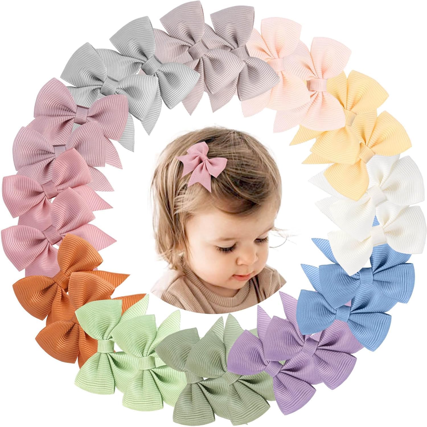 Baby 10 pack bows clips soft hair accessory 5 pairs (multicolor, small)-image-22