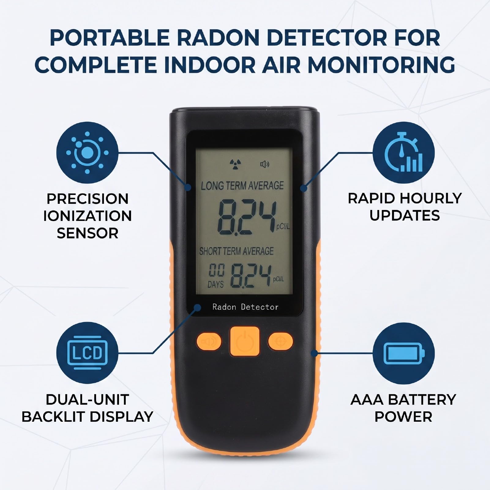 Detector de Radón Portátil 0 a 270 PCi L Monitor de Iones para