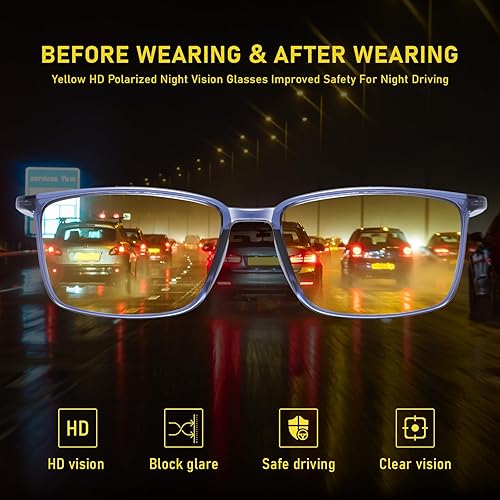 Miniatura 7 de DUCO Las mujeres redondas polarizadas visión nocturna conducción antideslumbrante amarillo gafas polarizadas reducen el deslumbramiento y mejoran la