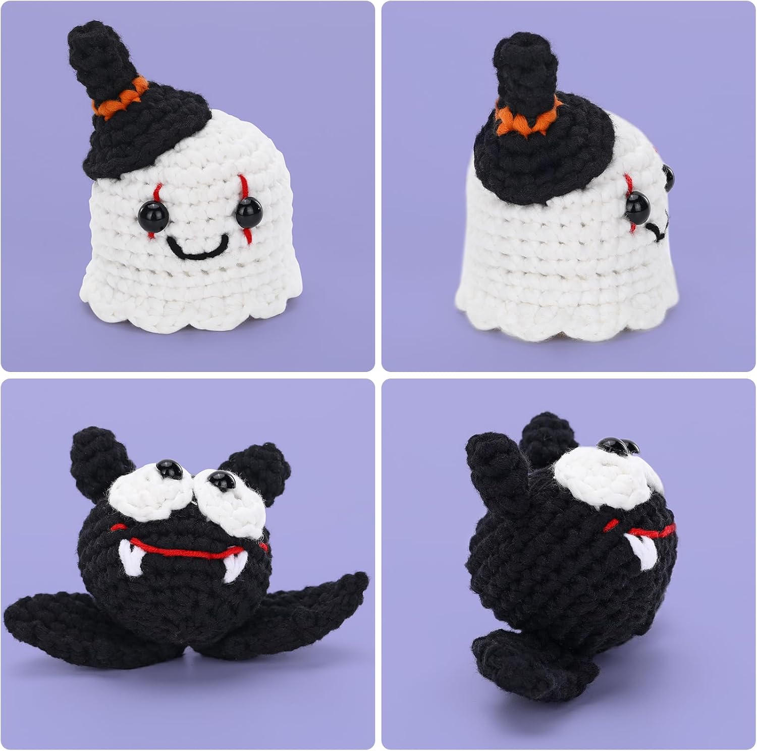 CrochetBox Halloween Crochet Kit for Beginners Adults, Bat Ghosts Kit image 2