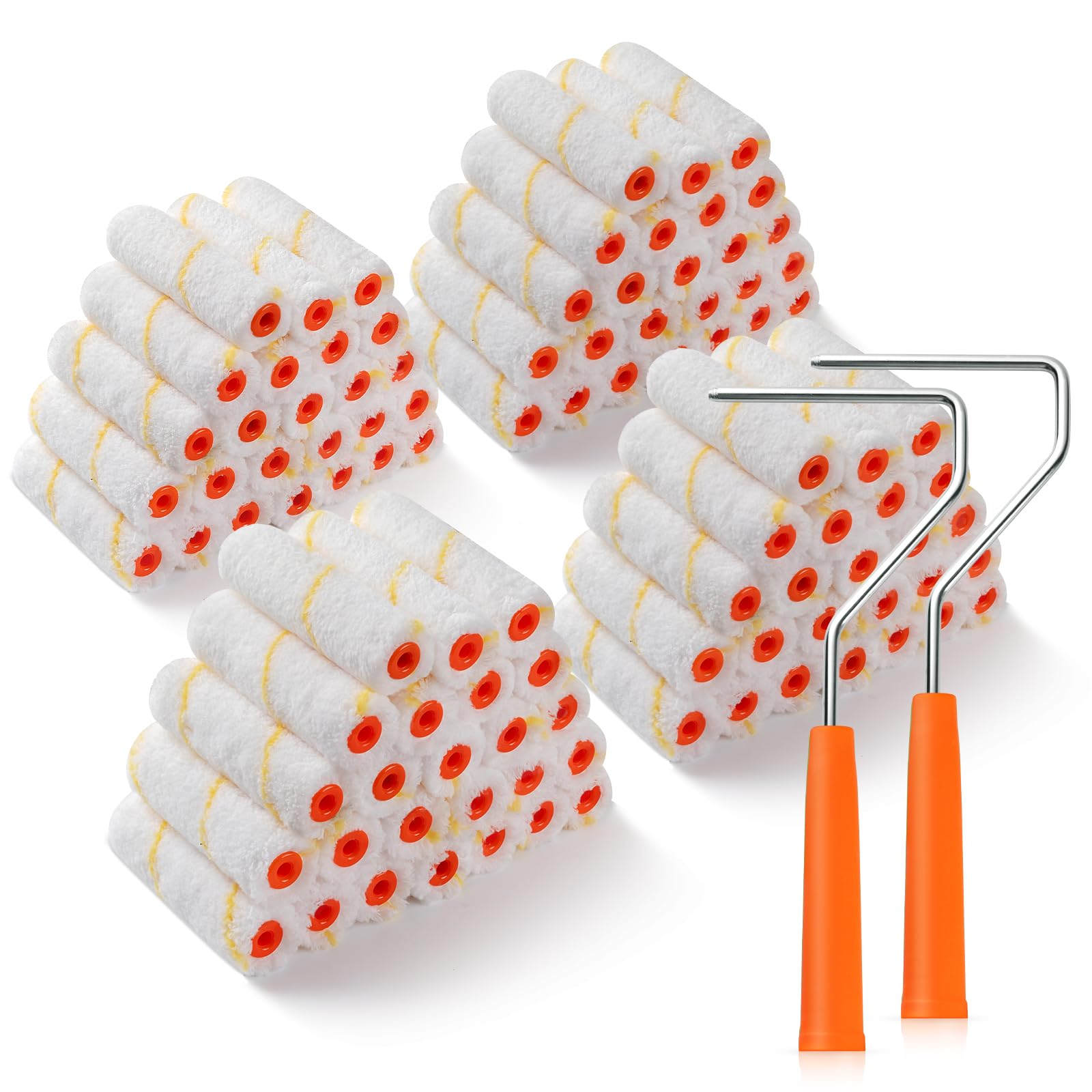 Rodillo de pintura de microfibra de 4 pulgadas, mini cubiertas de rodillo de pintura (siesta de 3/8 pulgadas, paquete de 100), rodillos de pintura pequeños para pintura de casa con marco de