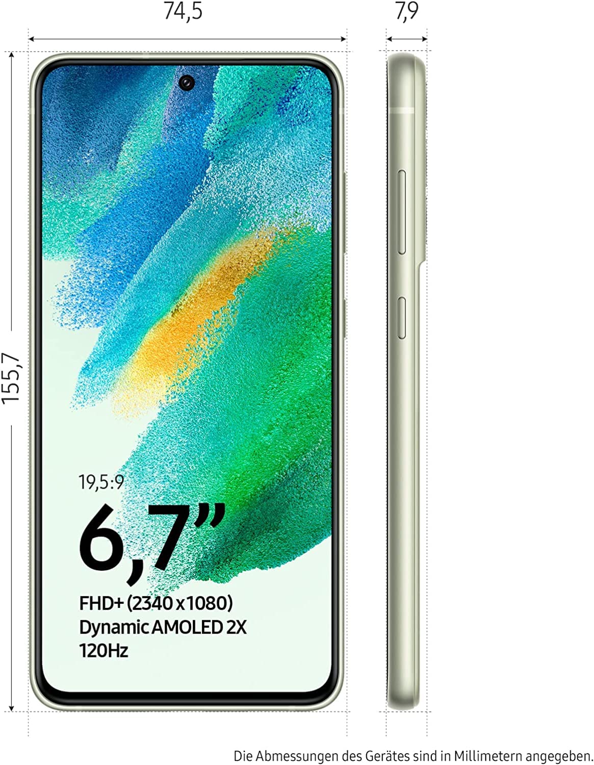 Samsung Galaxy S21 FE 5G Smartphone Android, pantalla AMOLED dinámica de 6,4 pulgadas, batería de 4500 mAh, 128 GB/6 GB RAM, teléfono verde oliva, con 36 meses de garantía