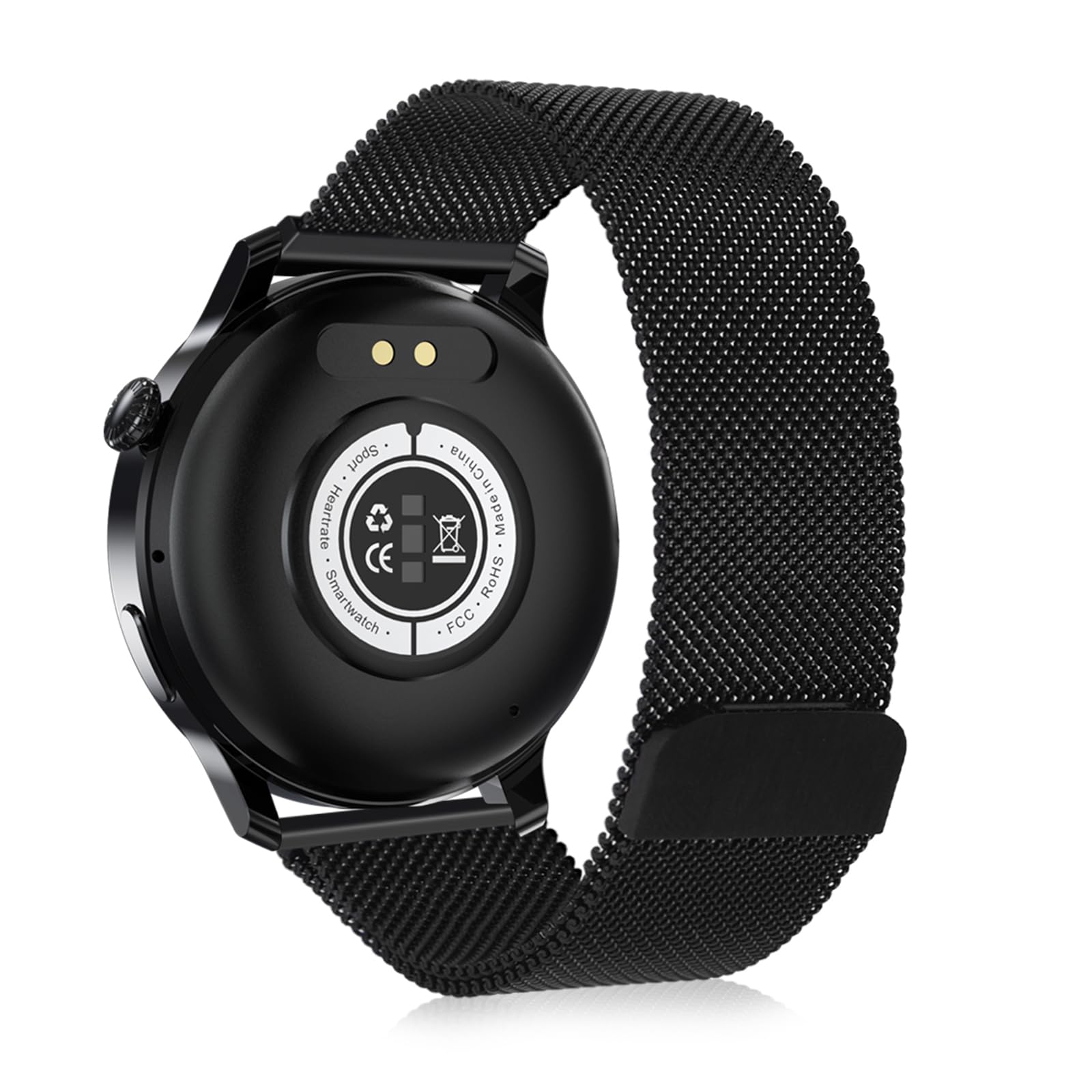 GoodatechStainless Steel Watch Band, Replacement Metal Mesh Band, Quick Release Watch Strap Metal Bolt, Smart Watch Wristbands for Men Women [20mm, Black]