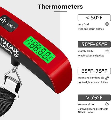 Miniatura 4 de BAGAIL Báscula digital de equipaje, báscula de equipaje colgante de 110 libras con pantalla LCD retroiluminada, báscula de pesaje portátil para