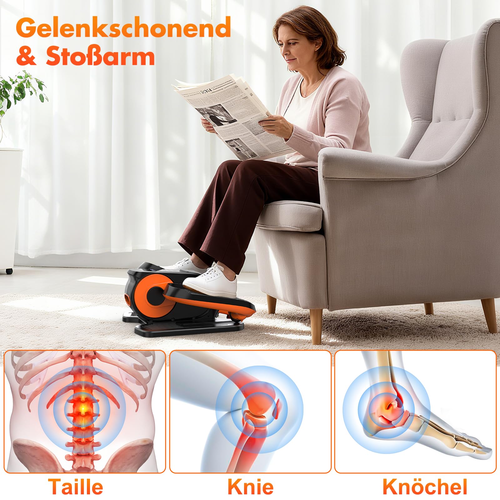 XDDIAS Mini Elektrischer Crosstrainer, Untertisch Ellipsentrainer für Zuhause mit Fernbedienung, LED-Display, 12 Geschwindigkeiten, Mini Ellipsentrainer Leise& Tragbar Stepper für Senioren Erwachsene