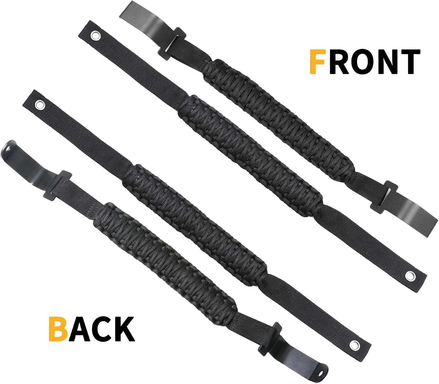 Front Rear Door Roll Bar Grab Handles Compatible with 2024 2025 Jeep Wrangler JL 4 Door 4XE Gladiator JT Interior Accessories Paracord Grip Handle, Keep Airbag Function, 4 Pack Black Classic