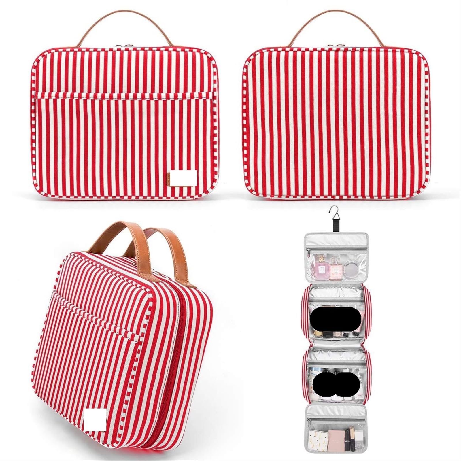 Adatta Viaggio Borsa Da Toilette Viaggio Appendibile For Cosmetici Donna Per Quotidiano(Pink and white)