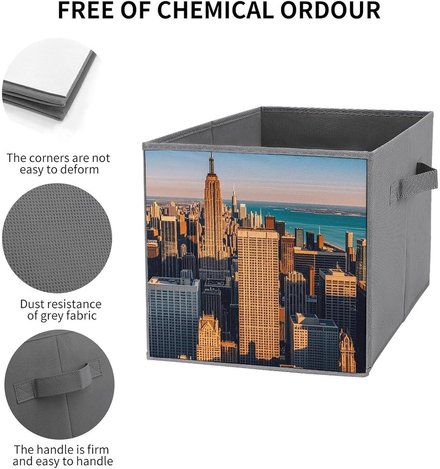 High Rise Buildings Skyscrapers Foldable Storage Box with Handles, Durable Oxford Storage Cubes, 2PCS Collapsible Closet Organizer for Home, Shelf, Office, Travel