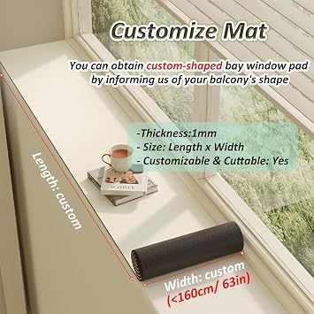 window-sills Ultra-narrow Waterproof Mat For Window Sill, Pet Scratch-Proof Windows Sills Protector Pad, Easy DIY & Customizable Windowsill Cushion(F,L x W 140x10cm/55x4in)