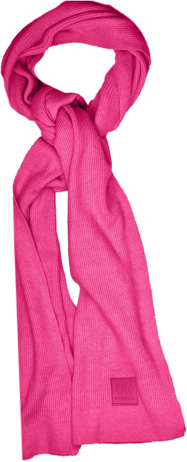 C.C Unisex Winter Thick Ribbed Knit Stretchy Plain Extra Long Scarf Wrap - Image 3