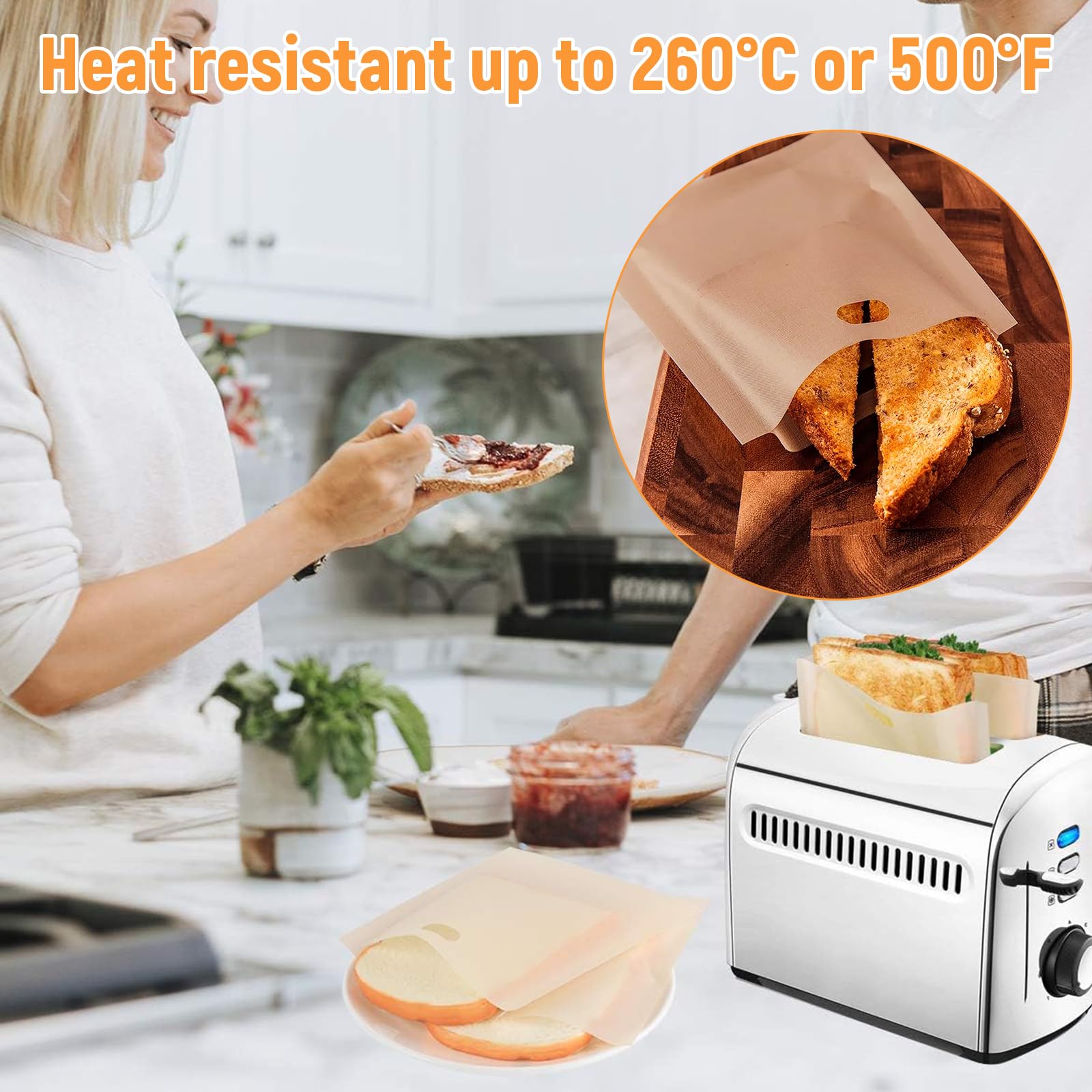 12 Stks Herbruikbare Broodrooster Zak Anti-aanbaklaag Brood Bakzak Boterhamzakjes Toast Verwarmingsgereedschap 17x19cm Nieuw