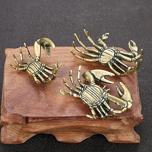 Miniatura 6 de TEAMWILL Adornos de estatua pequeña de cangrejo de latón en miniatura, figuras de animales retro, manualidades (estilo 3)