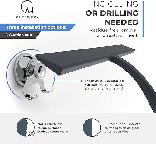 Vista 89 de GÜTEWERK Escobilla de ducha para puertas de vidrio, escobilla de silicona para ventanas, baño y limpieza de vidrio, color negro, 9 pulgadas