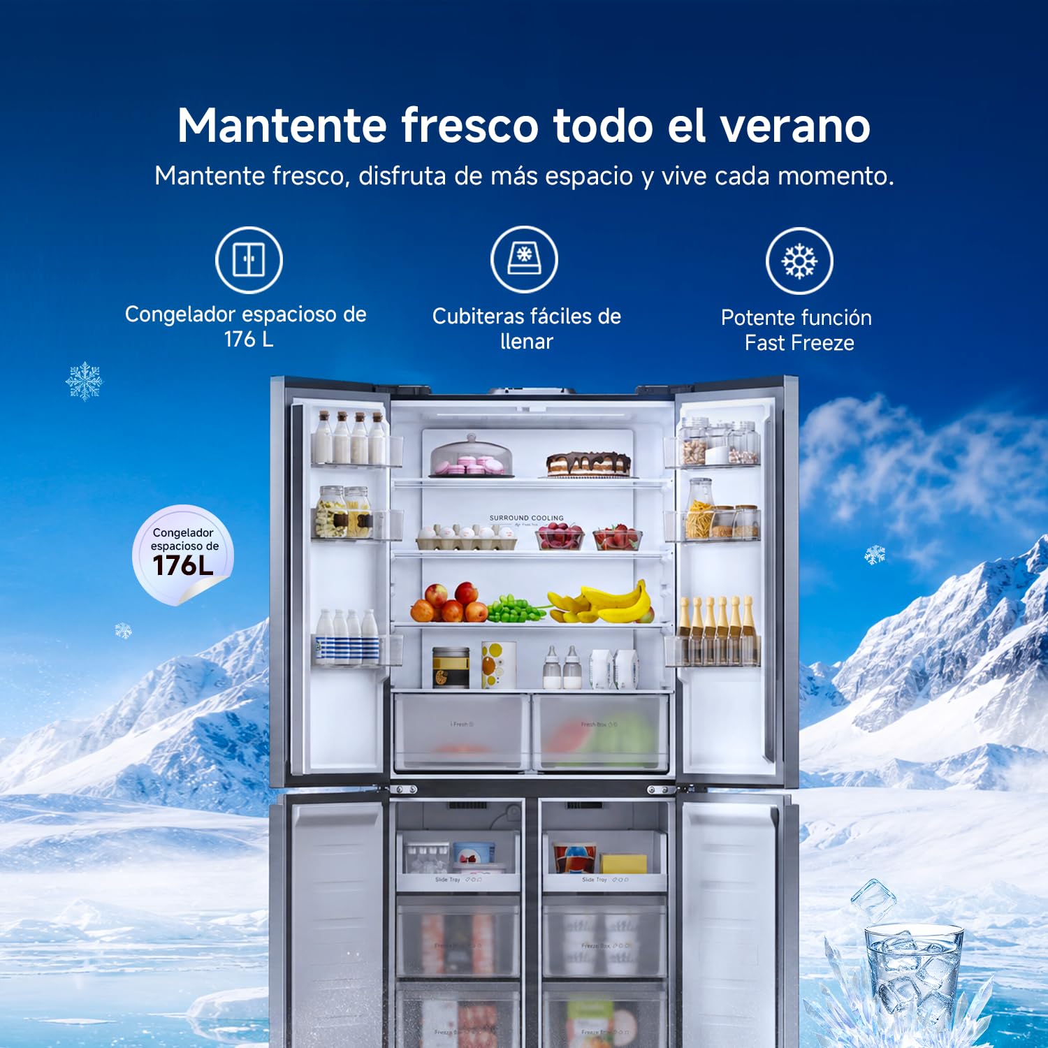 XIAOMI Mijia Cross Door Refrigerator 502L, No Frost, Ag⁺ Antibacteriana