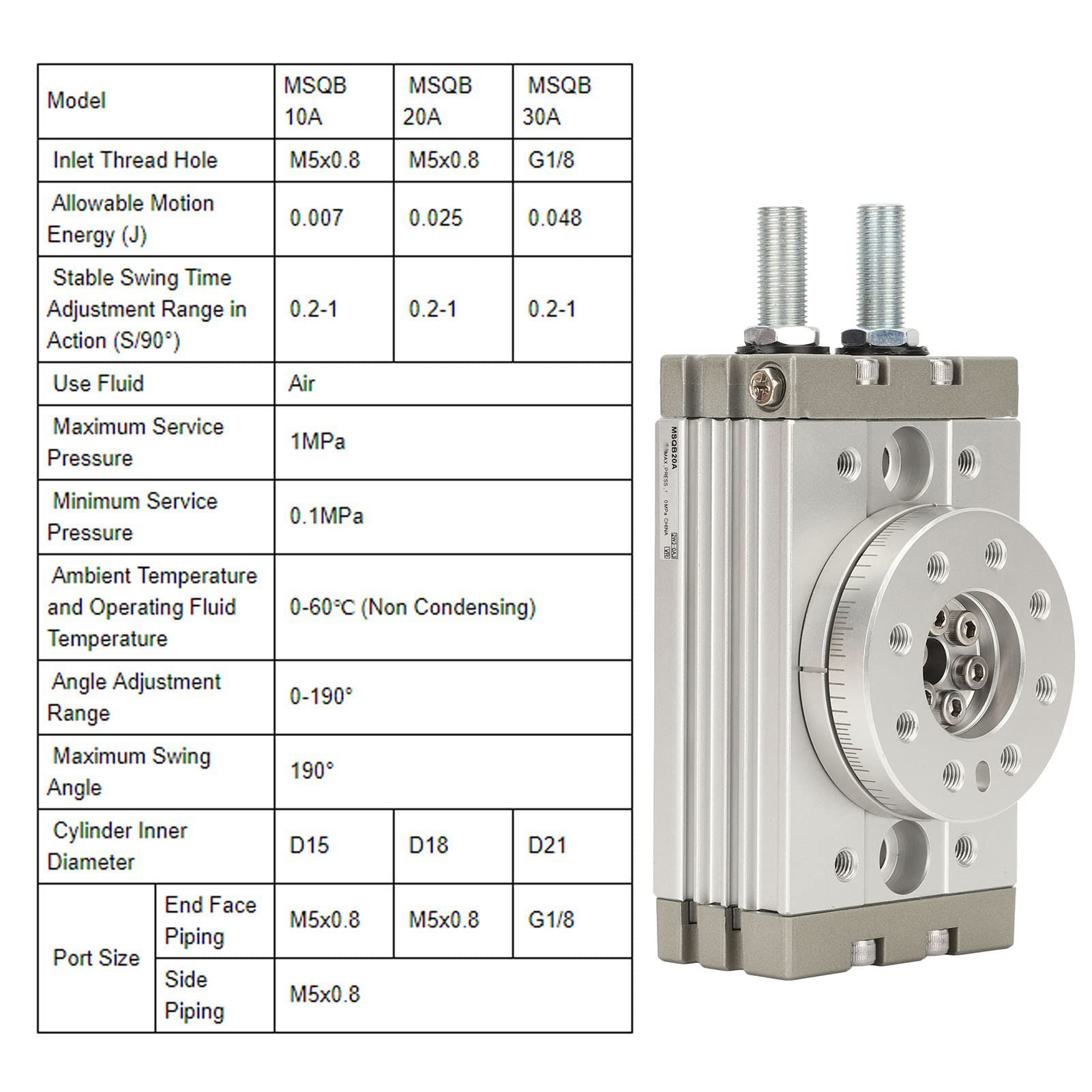 Cilindro de Aire Neumático giratorio: Versátil y Ajustable para Sus Necesidades de Automatización (MSQB-20A)