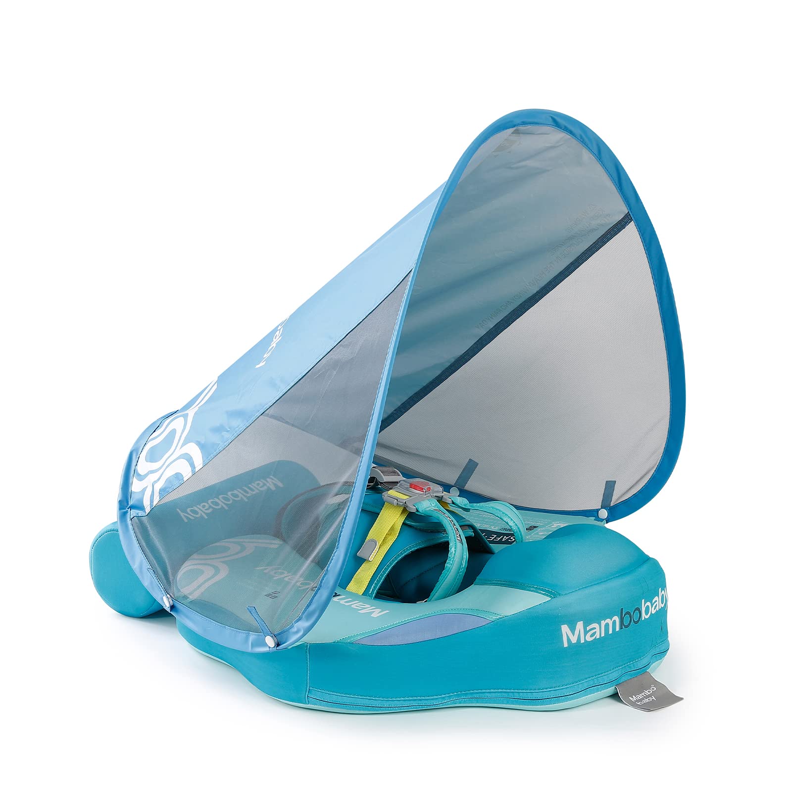 Mambobaby Baby Float with Canopy & Tail Non-Inflatable Baby Swim Float Upgrade Soft Infant Pool Float Sun Protection Newborn Pool Float 3-24 Months Skin-Friendly Material for Toddler Boys Girls