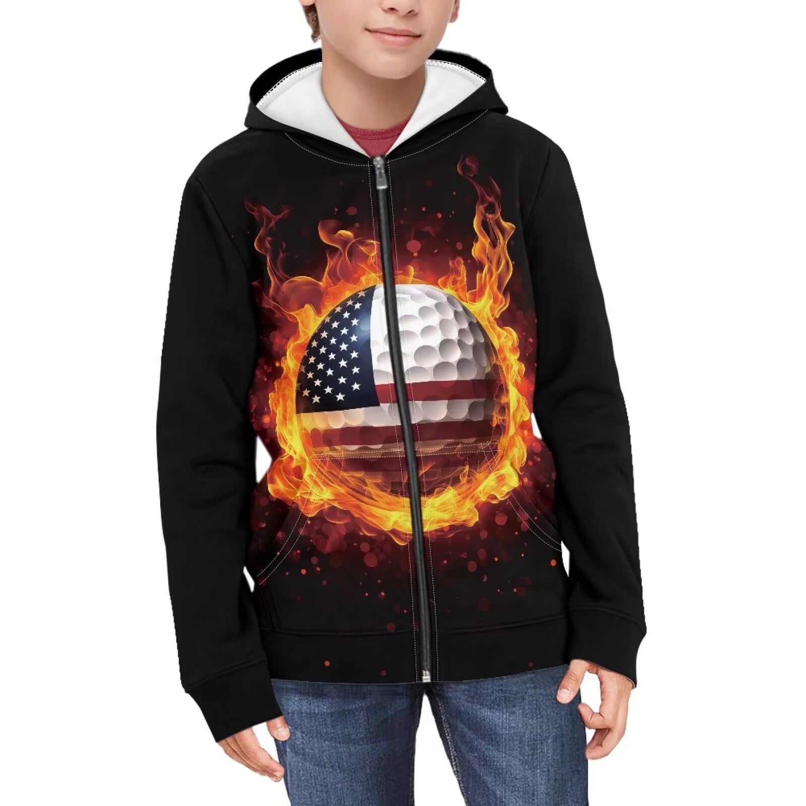 Suobstales Kids Soft Zip-Up Hoodie for Boys 6-16 Years Hooded Sweatshirt Fall Cardigan Jacket with Pockets