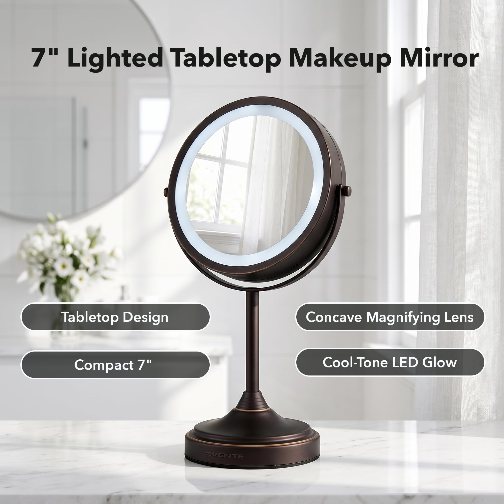 OVENTE Magnifying Tabletop Makeup Mirror