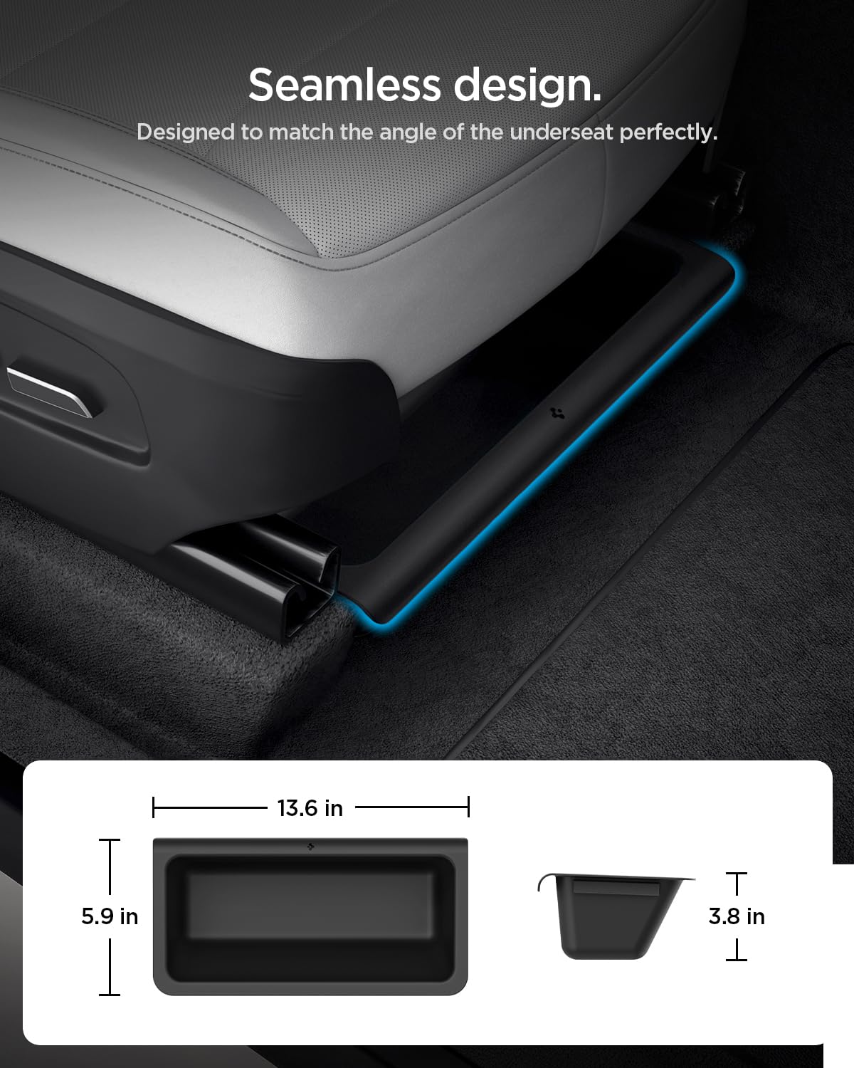 Spigen Tesla Model Y Juniper (Standard/Premium/Performance 2025-2026) [Paquete de 2] Organizador Debajo del Asiento, Compartimento Oculto, Bandeja Oculta, Accesorio Diseñado para Tesla Model Y Juniper