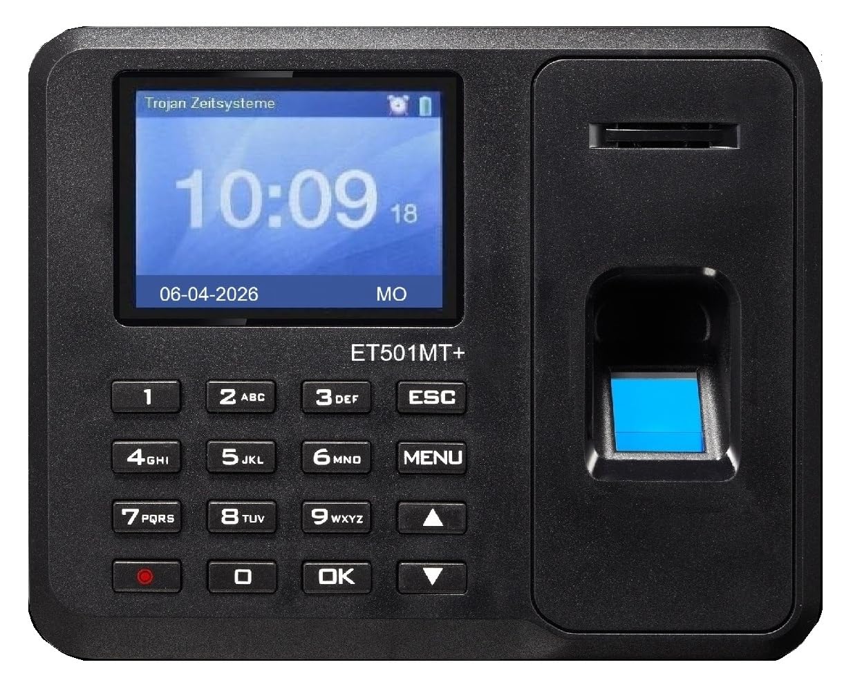 Rechnendes Zeiterfassungsterminal ET501MT+ (Komplettset) inkl. 20 Schlüsselanhänger (erweiterbar), -3 JAHRE GARANTIE-, Fingerprint, Kein Abo-Zwang, sofort einsatzbereit, 30 Tage Rückgabe