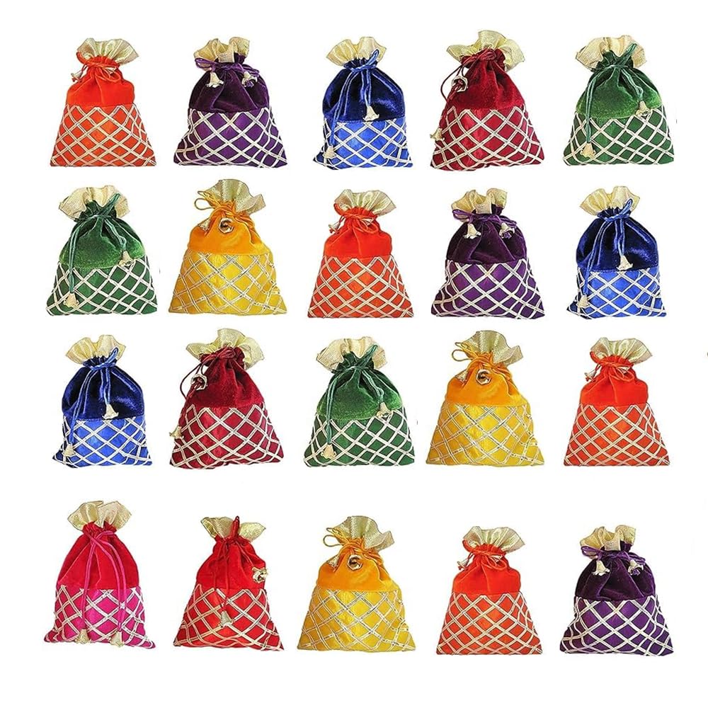 Dear Happy Velvet Potli Batwa Bag - Trending Bridal Purse Women Handbag Shagun Pouch Return Gifts Multicolor (Pack of 75)-image-17