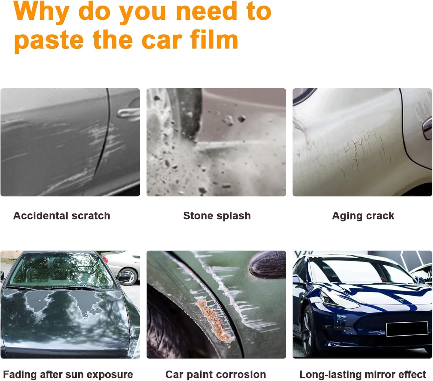for Tesla Model 3 2020 2021 2022 2023 8.5mil Precut Car Paint Protective Film PPF Gloss Clear Invisible Self Adhesive TPU Rainproof Waterproof HD Film Scratch Protector Exterior Accessories