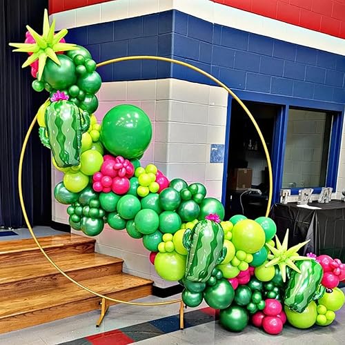 Miniatura 7 de Kit de guirnalda de arco de globos de fiesta de cactus, 144 unidades, globos de papel de aluminio de cactus rosa intenso y verde para cactus