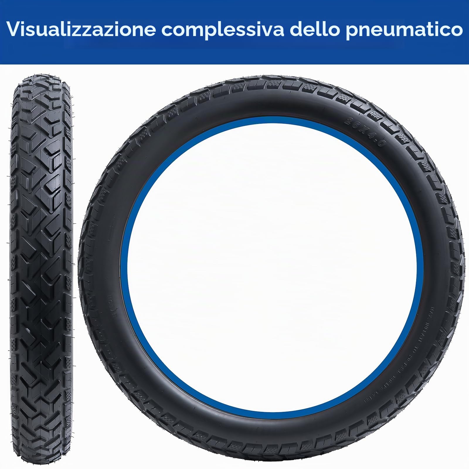26x4.0 Fat pneumatico 26 pollici, 26x4 pneumatico 102-559 Bicicletta pneumatico pieghevole adatto per 26x3.80 26x4.0 e-bike/città/montagna/strada bicicletta pneumatic (Uno)