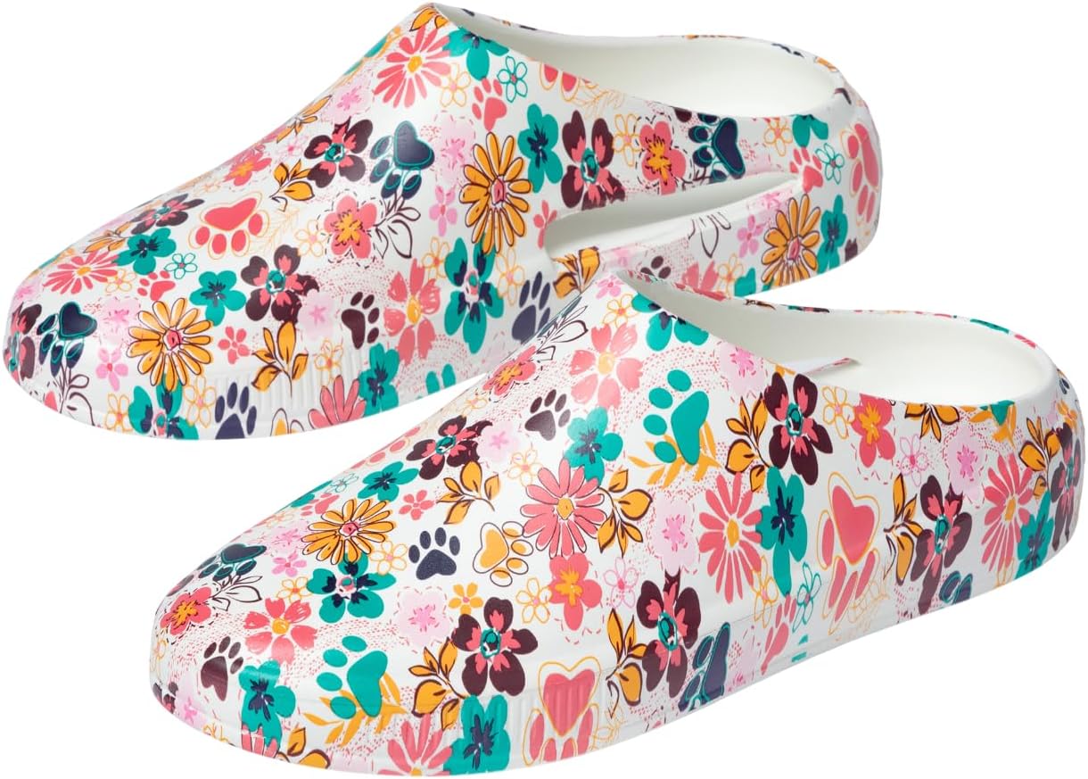 All Over Print Lightweight Slip-On Clogs Breathable Design Floral Slide-On Shoes Gardening Footwear