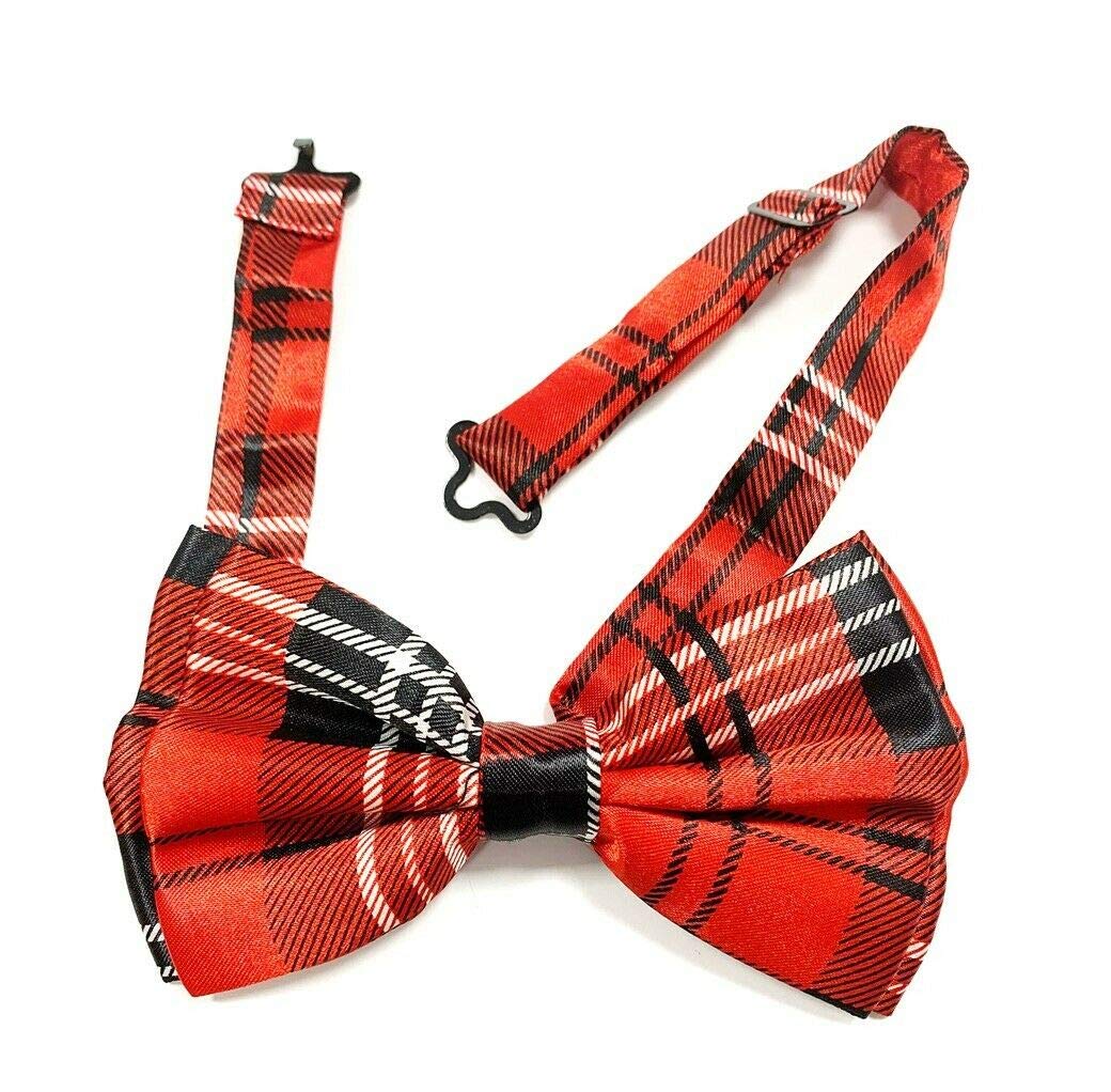Stylex Unisex Tartan Colour Satin Mens Pre Tied Plain Army Pattern Bow Tie Wedding Party Prom Dress Necktie Ties (Tartan)