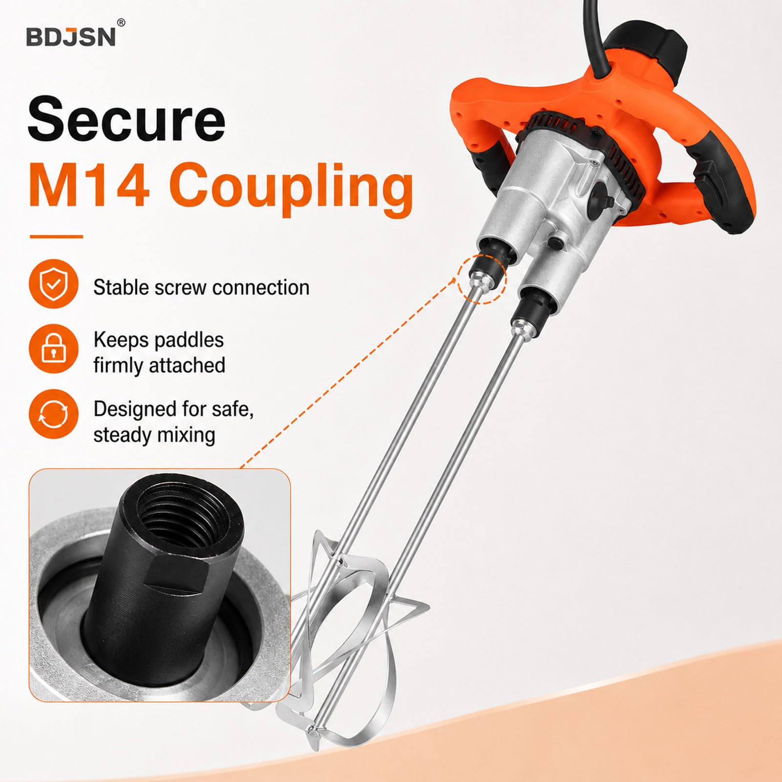 Mezcladora De Concreto Eléctrica, Mezcladora De Cemento Portátil De Doble Paleta con Control De 6 Velocidades, Mango Doble Ergonómico, Interruptor De Bloqueo, Varillas Mezcladoras Galvanizadas