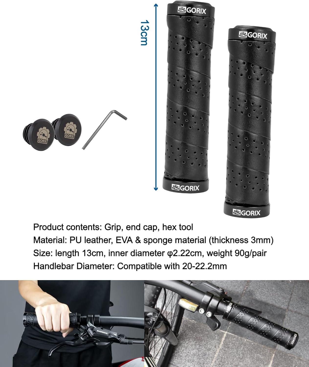 GORIX Bike Handle Bar Grips Handlebar Cover EVA Double Lock On Cylindrical Round Bike Road MTB Bicycle (GMochi)