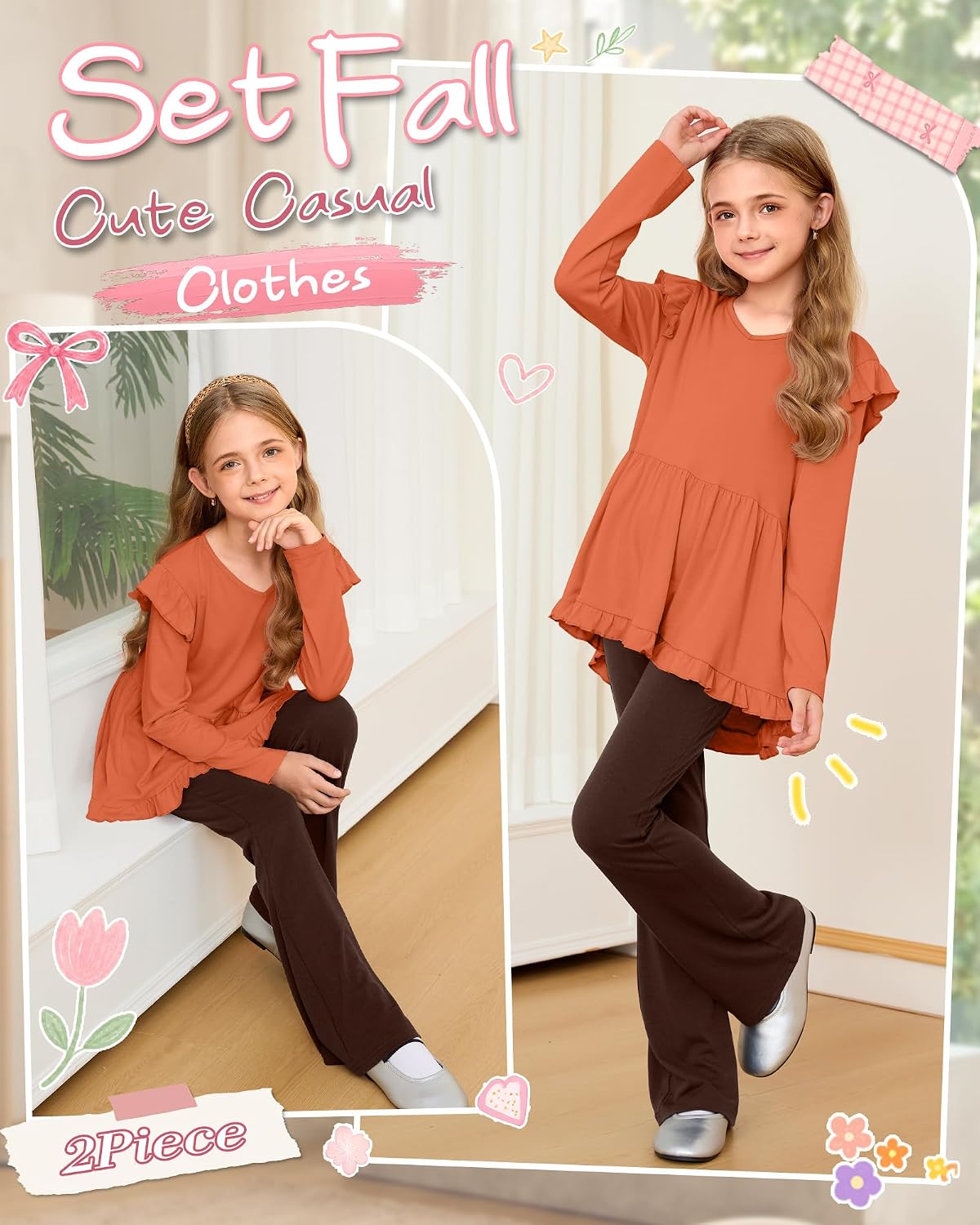 Girls Clothes Set Kids Fall Winter 2 Piece Outfits image 4